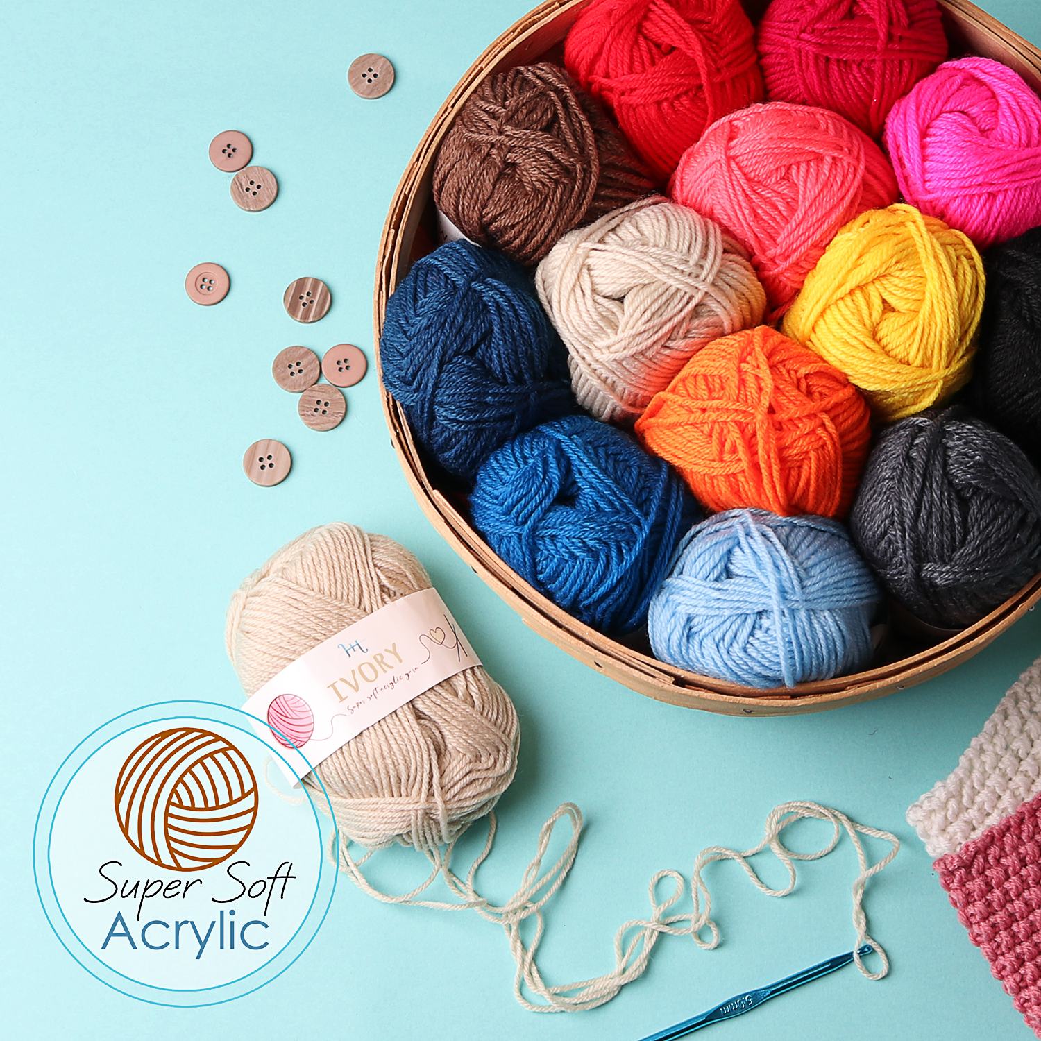 Hearth & Harbor Crochet Kit with Crochet Hooks Yarn Set 73 Piece - Premium  Bundle Includes Yarn Balls, Needles, Accessories Kit, Canvas Tote Bag 